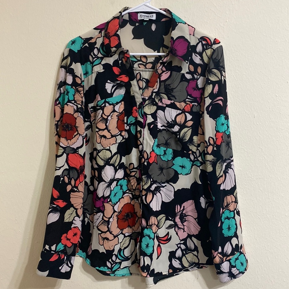 Express Portofino original- Size Large- Floral Button Up